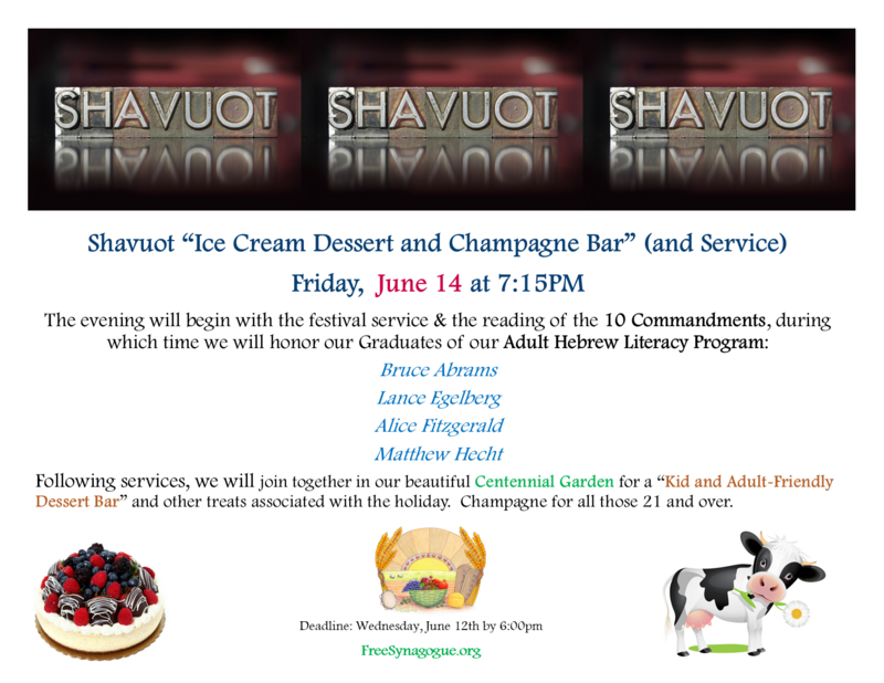Banner Image for Shavuot “Ice Cream Dessert and Champagne Bar” (and Service)